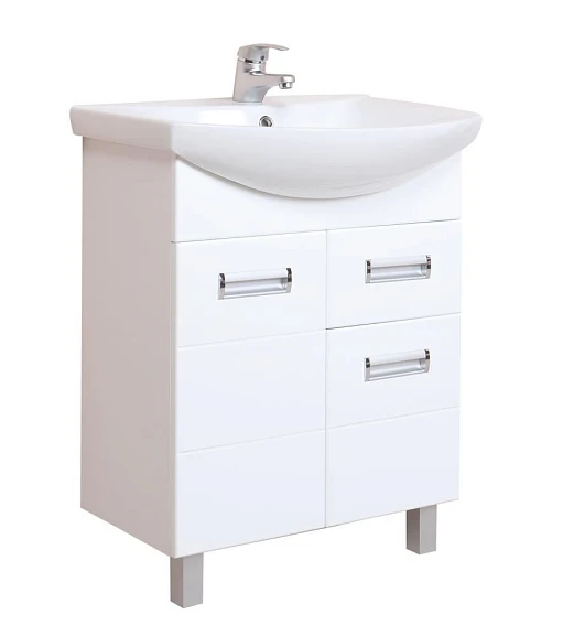 Тумба с раковиной Onika Балтика 60 белый глянец с ящиками