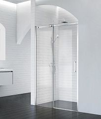 Душевая дверь в нишу BelBagno ACQUA-BF-1-120-C-Cr 120*198 L/R профиль хром с поддоном 120*90*3 черный матовый