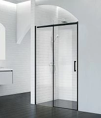 Душевая дверь в нишу BelBagno ACQUA-BF-1-120-C-NERO 120*210 L/R профиль черный с поддоном 120*80*15 R