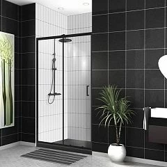 Душевая дверь в нишу BelBagno UNO-195-BF-1-120-C-NERO 120*195 L/R стекло прозрачное без поддона