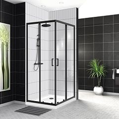 Душевой уголок BelBagno UNO-195-A-2-90-C-NERO 90*90*198 (с поддоном TRAY-AS-A 90*90*3 белый матовый)