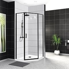 Душевой уголок BelBagno UNO-195-P-1-100-C-NERO 100*100*210 L/R (с поддоном TRAY-A-P-15-W 100*100*15)