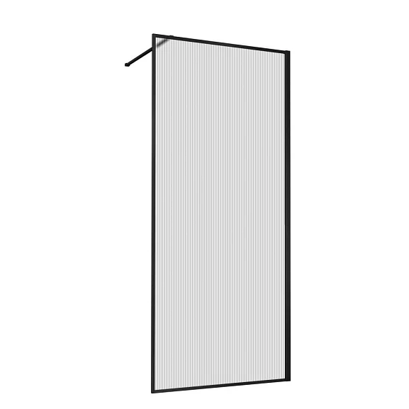 Душевая перегородка Vincea Walk-In 70*200 стекло рифленое профиль черный матовый без поддона