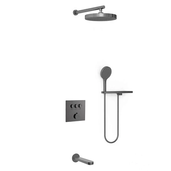 Душевой комплект Vincea Inspire VSFW-431I2RGM с изливом скрытый монтаж вороненая сталь