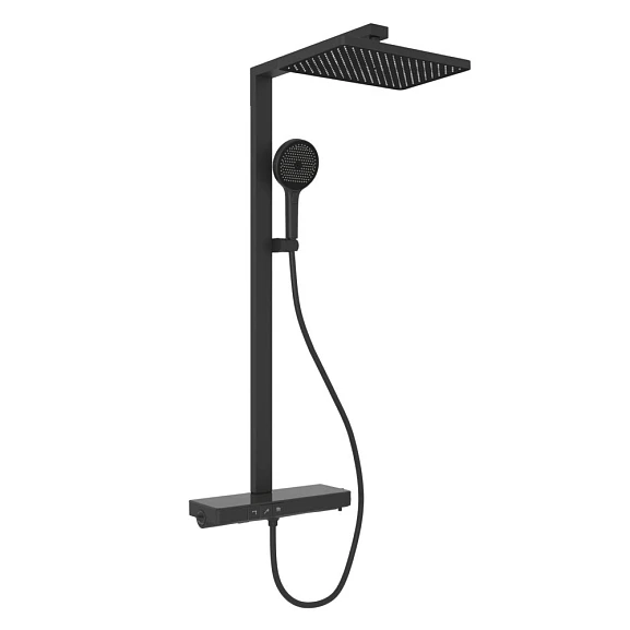 Душевая стойка Sancos Vos SC6100MB с термостатом и изливом черная матовая