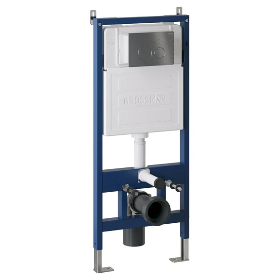 Система инсталляции Grossman для подвесного унитаза с кнопкой вороненая сталь