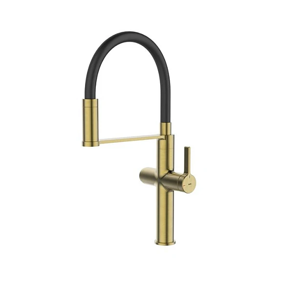 Смеситель Iddis Ikon IKNMGFFi05 для кухни гибкий излив с функцией подключения фильтра золото матовое