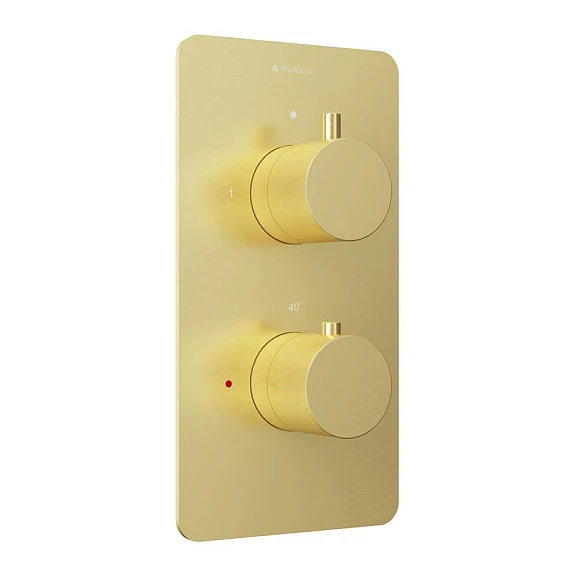 Термостат Aqueduto Aceno ACE0250 для ванны и душа скрытый монтаж на 2 потребителя шлифованное золото