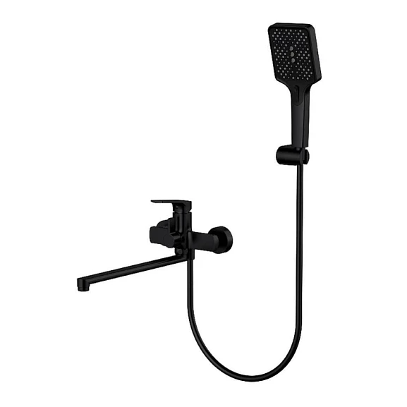 Смеситель Splenka S30.22.06 универсальный с душевыми аксессуарами черный матовый