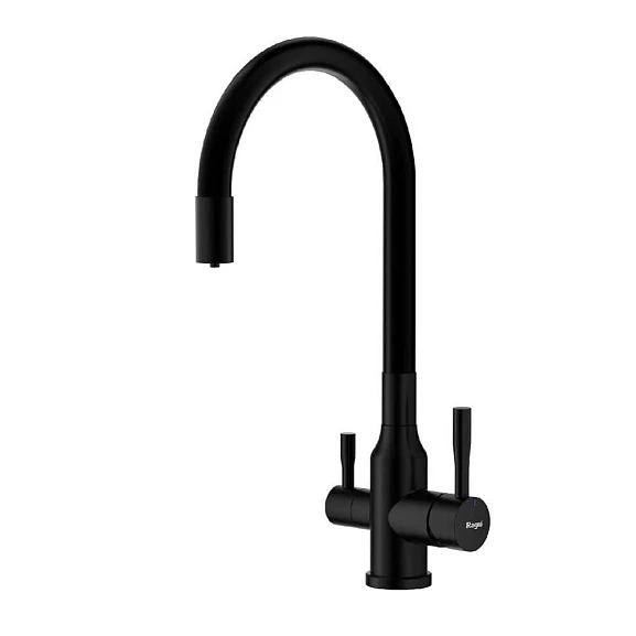 Смеситель Raglo R81.64.06 для кухни с гибким изливом и функцией подключения фильтра черный матовый