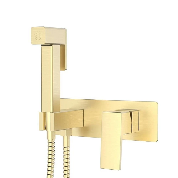 Гигиенический душ со смесителем Splenka S01.52.03 скрытый монтаж золотой сатин