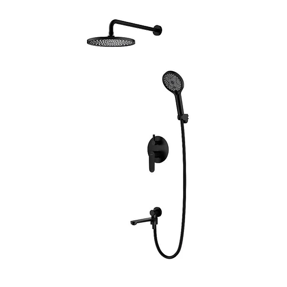 Душевой комплект Splenka S222.27.06 с изливом скрытый монтаж черный матовый