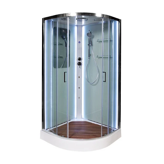 Душевая кабина AvaCan A01 100х100х220 с LED-подсветкой с кнопкой и гидромассажем