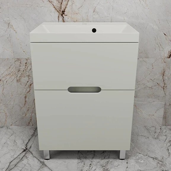 Тумба с раковиной Style Line Матис 60 напольная олива (раковина Asti 60*45 жасмин)