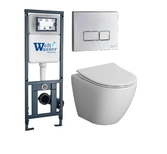 Комплект инсталляции WeltWasser Marberg 410 Tornado GR-4455SQ клавиша хром