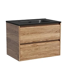 Тумба с раковиной Sancos Libra 70 дуб чарльстон (раковина Element CN7007MB черная матовая)