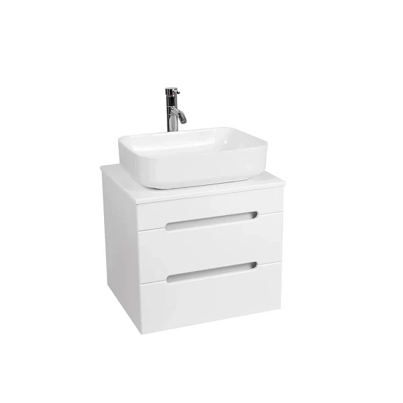 Тумба под раковину Viant Марсель VMAR57N-T2YP 60 подвесная белый глянец со столешницей