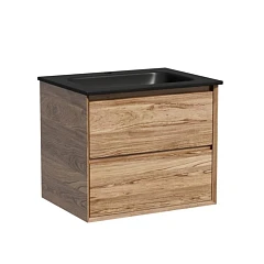 Тумба с раковиной Sancos Marmi 2.0 60 дуб чарльстон (раковина Grace CN7011MB черная матовая)
