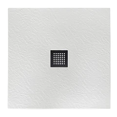 Душевой поддон BelBagno Uno 90*90*3,5 квадратный белый с сифоном и черной матовой декоративной накладкой