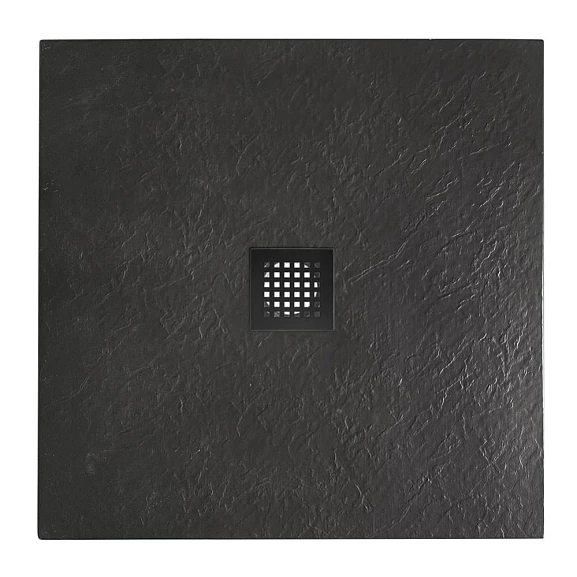 Душевой поддон BelBagno Uno 90*90*3,5 квадратный черный с сифоном и черной матовой декоративной накладкой