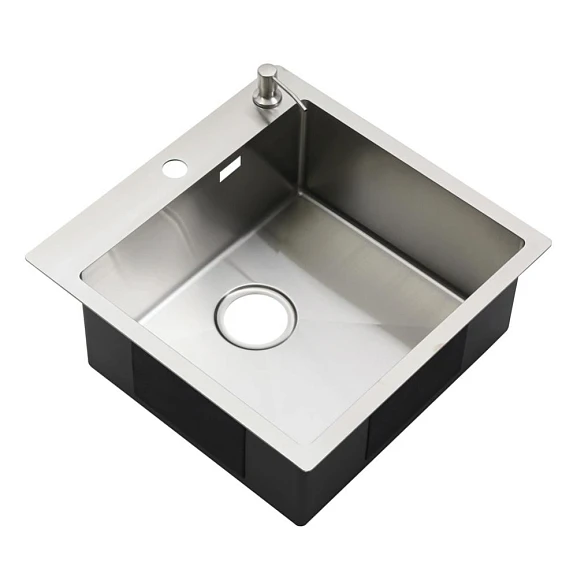 Кухонная мойка Melana ProfLine 50*50 врезная квадратная сатин с сифоном и дозатором
