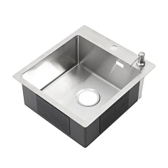 Кухонная мойка Melana ProfLine 44*48,5 врезная прямоугольная сатин с дозатором и сифоном