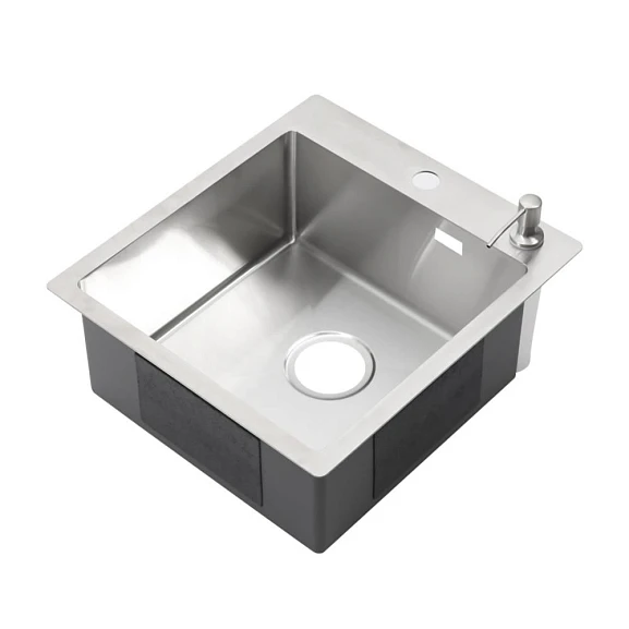 Кухонная мойка Melana ProfLine 44*48,5 врезная прямоугольная сатин с дозатором и сифоном