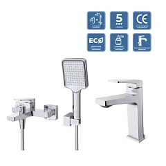 Комплект смесителей BelBagno Ardente ARDENTE-VASM/LVM-CRM (смеситель для ванны и душа и смеситель для раковины) Комплект смесителей BelBagno Ardente ARDENTE-VASM/LVM-CRM (смеситель для ванны и душа и смеситель для раковины)