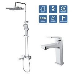 Комплект смесителей BelBagno Ardente ARDENTE-VSCM/LVM-CRM (душевая стойка с изливом и смеситель для раковины) Комплект смесителей BelBagno Ardente ARDENTE-VSCM/LVM-CRM (душевая стойка с изливом и смеситель для раковины)