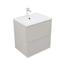 Тумба с раковиной Aquanet Арт 60 бежевая Soft touch, раковина Арт 60