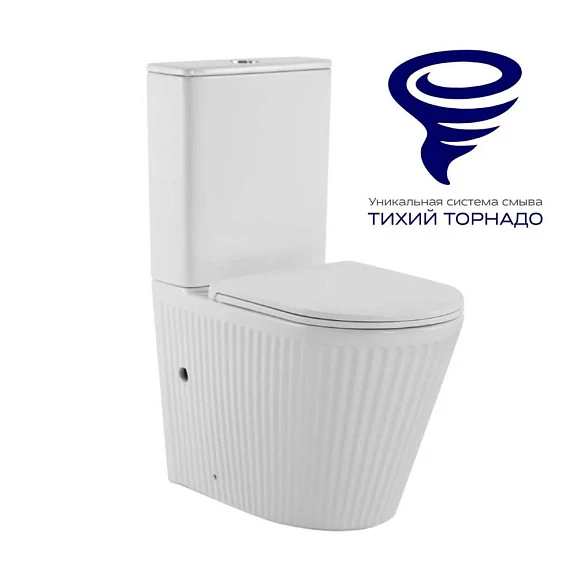 Унитаз-компакт Prato Монблан 6096А 37*61 безободковый Торнадо с крышкой-сиденьем микролифт