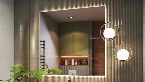 Зеркало Vigo Quadro Comfort 100*100 с интерьерной led-подсветкой и подогревом