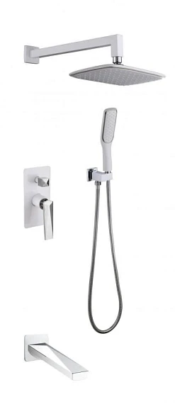 Душевой комплект Boheme Venturo 374-W-2 с изливом белый матовый/хром