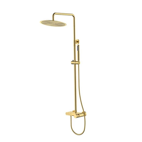 Душевая стойка Boheme Stick 128-GG.4 с изливом золото, ручка Spirale