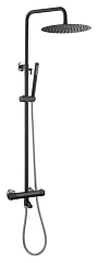 Душевая стойка Boheme Uno 468-T-BCR с термостатом и изливом черная матовая/хром