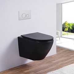 Подвесной унитаз Esbano Azalea 36,5*48 Matt Black безободковый с крышкой-сиденьем микролифт Slim