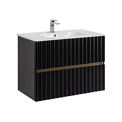 Тумба с раковиной Art&Max Elegant 80 с LED подсветкой ручек черная матовая Тумба с раковиной Art&Max Elegant 80 с LED подсветкой ручек черная матовая