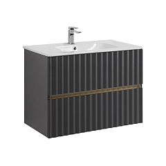 Тумба с раковиной Art&Max Elegant 80 с LED подсветкой ручек серая матовая Тумба с раковиной Art&Max Elegant 80 с LED подсветкой ручек серая матовая