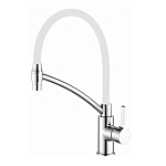 Смеситель Haiba HB73643-8 для кухни гибкий излив хром/белый Смеситель Haiba HB73643-8 для кухни гибкий излив хром/белый