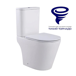 Унитаз-компакт Prato Рим 6095A 38,5*61,5 безободковый Торнадо с крышкой-сиденьем микролифт