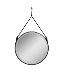 Зеркало Uperwood Round d80 Black с Led подсветкой и подогревом, ремень черная кожа