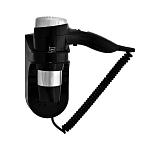Фен Puff 1600BlВ черный/хром настенный с дополнительной розеткой Фен Puff 1600BlВ черный/хром настенный с дополнительной розеткой