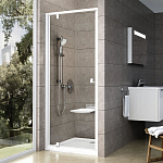 Душевая дверь в нишу Ravak Pivot PDOP1-90 90*190 профиль белый, стекло Transparent, ручки хром без поддона Душевая дверь в нишу Ravak Pivot PDOP1-90 90*190 профиль белый, стекло Transparent, ручки хром без поддона