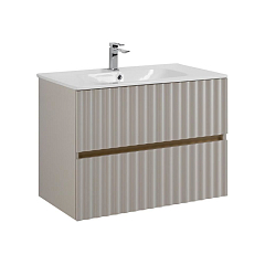 Тумба с раковиной Art&Max Elegant 80 с LED подсветкой ручек светло-серая матовая Тумба с раковиной Art&Max Elegant 80 с LED подсветкой ручек светло-серая матовая