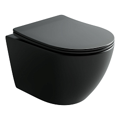 Подвесной унитаз Ceramicanova Uno 36*49 черный матовый Торнадо безободковый с крышкой-сиденьем микролифт Slim Подвесной унитаз Ceramicanova Uno 36*49 черный матовый Торнадо безободковый с крышкой-сиденьем микролифт Slim