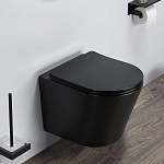 Подвесной унитаз Comforty 105MB 36,5*48 безободковый черный матовый с крышкой-сиденьем микролифт Slim Подвесной унитаз Comforty 105MB 36,5*48 безободковый черный матовый с крышкой-сиденьем микролифт Slim